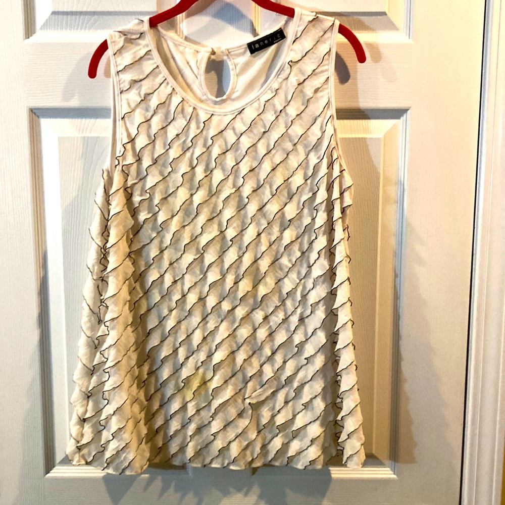Summer Clearance Sale! Janeric Black White Racer Back Top Layered Ruffles